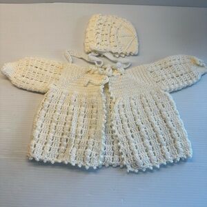 Baby Sweater Set | Handmade Crochet | Bonnet and Sweater